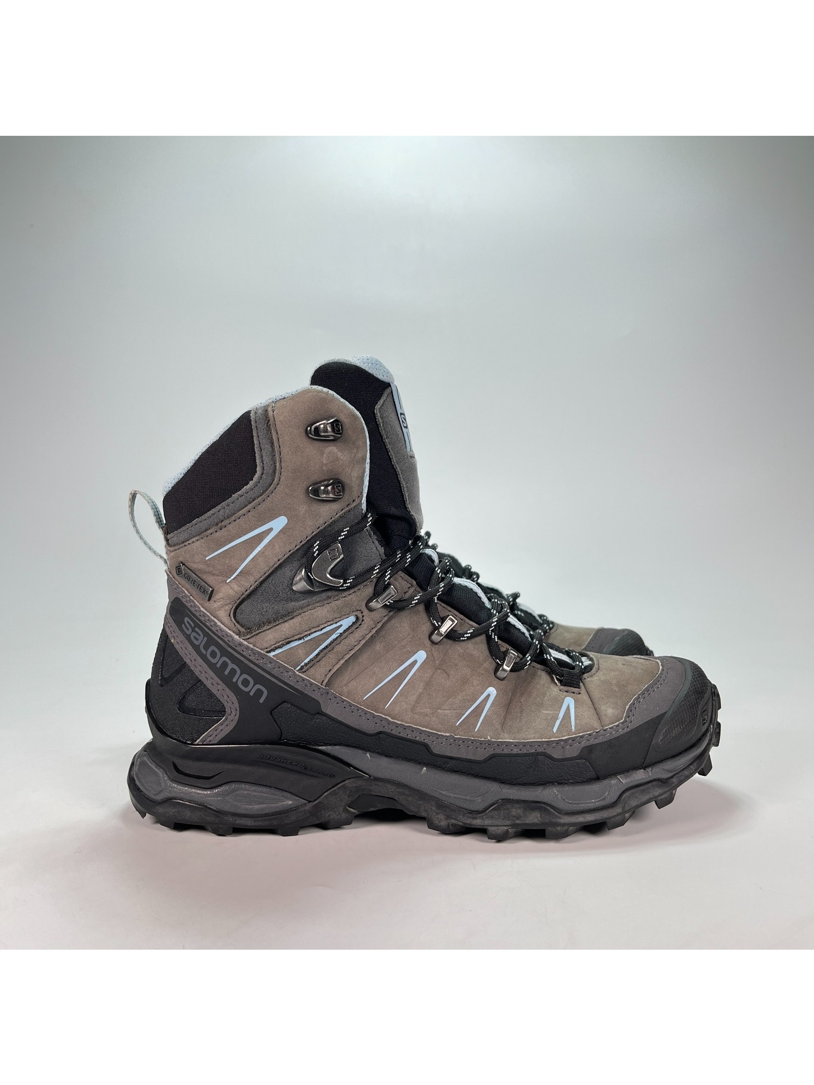 Salomon X Ultra Trek Gtx Black Gray Waterproof Hiking Boots 390375 Womens Sz 5.5